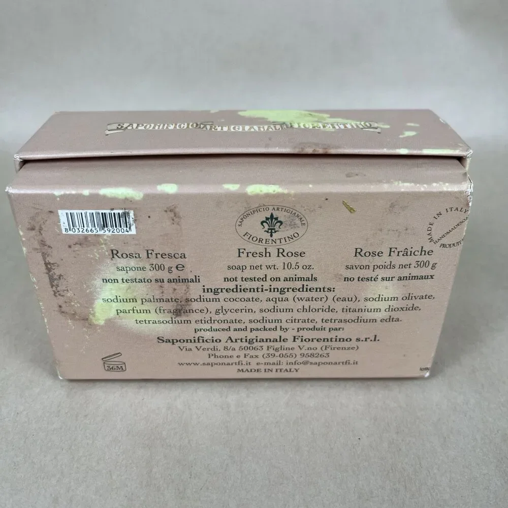 Saponificio‎ Artigianale Fiorentino Fresh Rose Soap 10.5oz 300g Made in Italy